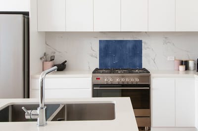 Spatscherm Keuken - Kookplaat Achterwand - Spatwand Fornuis - 60x40 cm - Verf - Patronen - Blauw - Aluminium - Wanddecoratie - Muurbeschermer - Hittebestendig