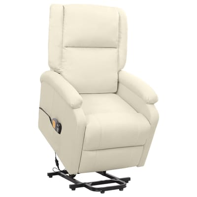 vidaXL - Sta-op-massagestoel - stof - crèmekleurig
