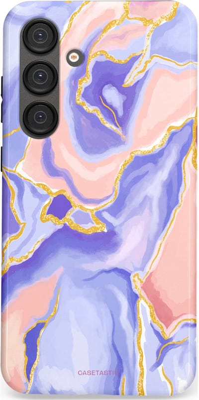 Casetastic hoesje geschikt voor Samsung Galaxy S25 Plus - Dubbellaagse bescherming - Riviergloed - Fashion Case - Lavendel Lichtgrijs Zand Lichtroze
