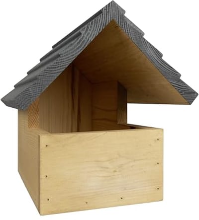 Semi-open Nestkast voor Tuinvogels – Veilige Broedplaats voor Roodborst, Merel en Hekkoning – Duurzaam Hout, Weerbestendig, Eenvoudig te Reinigen – 21.5 x 26.5 x 20 cm