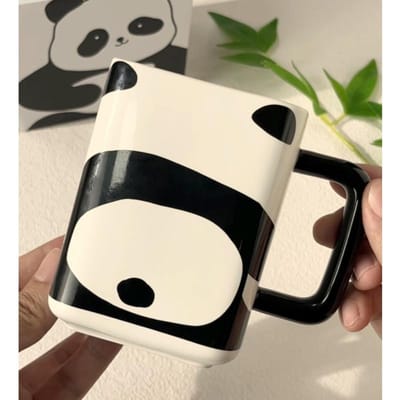 Chengdu Panda Souvenir Keramische Vierkante Beker Souvenir Cadeau Beker Reuzenpanda Perifeer Cadeau Geschenken voor Buitenlanders Mok 400ml gray