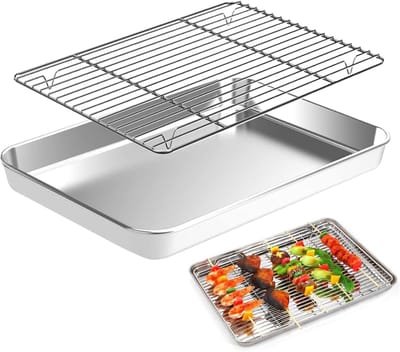 HEZIVO® Ovenrooster - Bakplaat Oven - Ovenplaat met Afkoelrooster - 23,5 x 17,5 x 2,5 cm