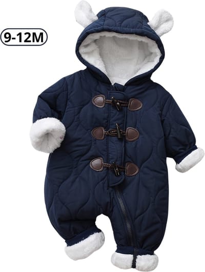 Livano Romper - Berenpakje Baby - Winterpak - Onesie - Teddy - Pakje - Jongen & Meisje - 9-12 Maanden - Blauw