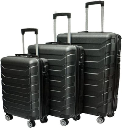 Nicomar Travelmaster 3 delige kofferset L, M, S Zwart harde koffers met dubbele spinwielen Hardcase maat L: 74 x 49 x 30 cm, M: 64 x44 x 27 cm, S: 55 x 38 x 23 cm