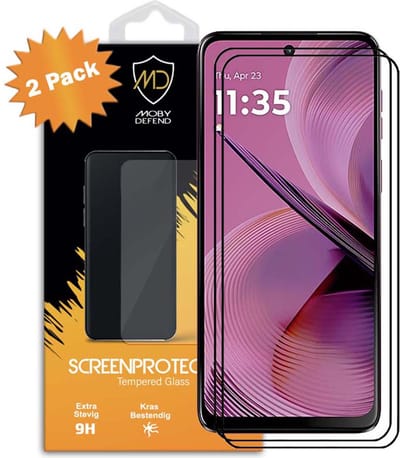 2-Pack MobyDefend Screenprotectors - Geschikt voor Motorola Moto G55 - Screensavers Met Zwarte Randen - Gehard Glas