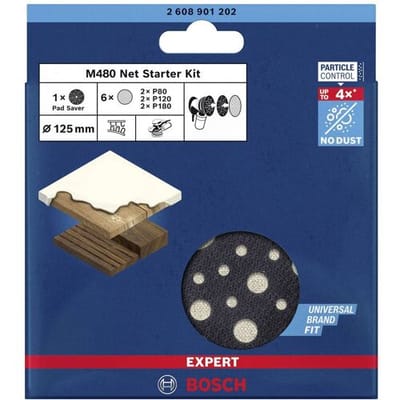 Bosch Accessories EXPERT M480 2608901202 Schuurnetset Geperforeerd Korrelgrootte (num) 80, 80, 120, 120, 180, 180 (Ø x l) 125 mm x 125 mm 7 stuk(s)