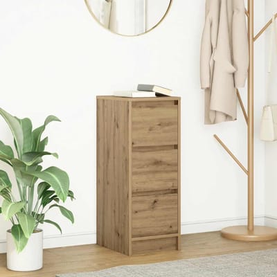vidaXL - Dressoir - 29,5x34x76 - cm - bewerkt - hout - artisanaal - eikenkleur