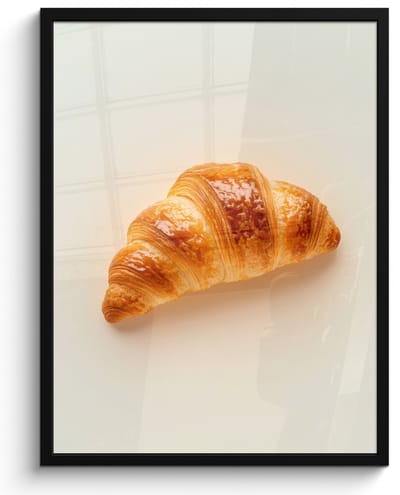Fotolijst inclusief poster - Posterlijst 50x70 cm - Posters - Croissant - Brood - Beige - Foto in lijst - Keuken decoratie muur - Wanddecoratie accessoires - Muurdecoratie - Schilderijen