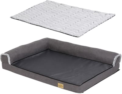 BingoPaw Grote Orthopedische Hondenbed Sofa - Geheugenfoam Waterdichte Bolster Huisdierbank - Verwijderbare Pluche Hoes - 100x75x20cm - Geschikt voor Alle Seizoenen
