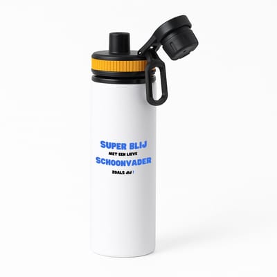 Hacebo® - super blij met een lieve schoonvader zoals jij waterfles met draaidop oranje - Papa - de liefste schoonvader - vader cadeautjes - vaderdag - verjaardag - geschenk - kado - water fles - 850ML
