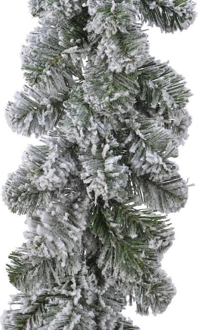 Everlands Dennenslinger - groen - met sneeuw - 270 x 30 cm - 200 takken - dennenslinger - Kerstslingers / dennen slingers