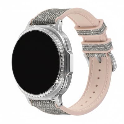 Siliconen bandje - geschikt voor Samsung Galaxy Watch 8 (40mm) / Galaxy Watch 8 (44mm) / Galaxy Watch 8 Classic - glitters met gespsluiting - grijs