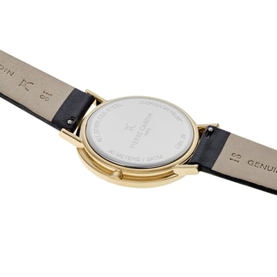 Pierre Cardin Belleville Simplicity CBV.1009 Horloge - Leer - Zwart - Ø 39 mm