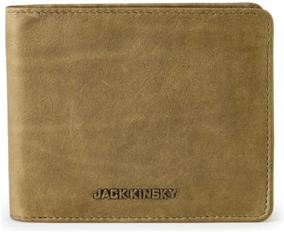Jack Kinsky Aruba Portemonnee RFID-bescherming Leer 12 cm - Jongens - Horizontaal - oliv