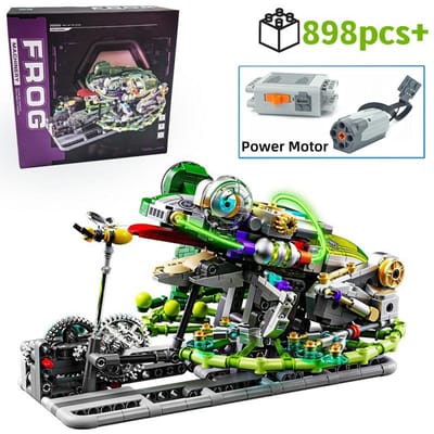 Mechanische Kikker STEM Bouwstenen Speelgoed 898 STUKS Springende Robot met Beweegbare Benen Educatief Cadeau voor Kinderen with box gray