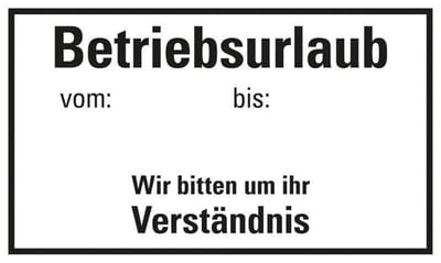 Pickup kunststoff Schild 25x15 cm BETRIEBSURLAUB
