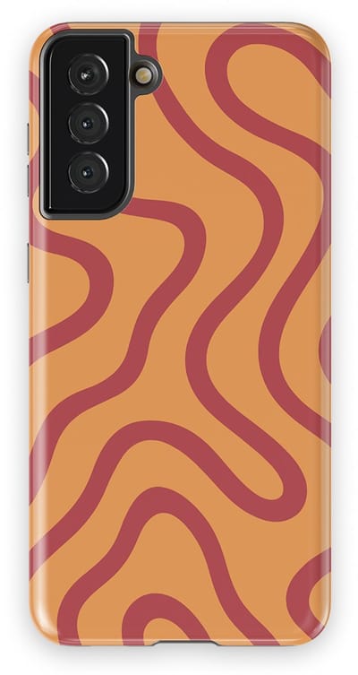 DripCase Curvy Lines Hoesje Samsung Galaxy S21 Plus | Backcover met Mag | Design Tough Case Samsung Galaxy S21 Plus Terracotta Twist