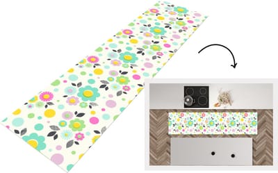 Keukenloper - Loper keuken - Patronen - Bloemen - Bladeren - 200x50 cm - Keukenloper vinyl
