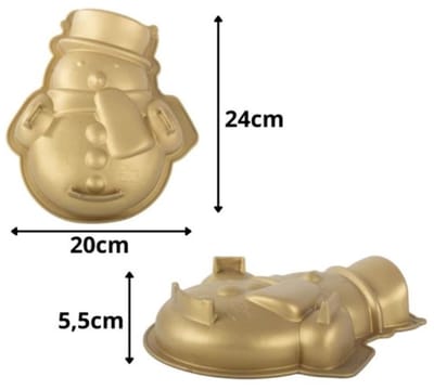 Bakvorm silicone kerst - Sneeuwpop winter 24x20x5.5cm goudkleurig - cakevorm - taartvorm kerst en feestdagen