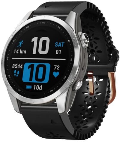 By Qubix - Geschikt voor Garmin bandje - 20mm Quickfit - Flower siliconen bandje - Zwart - Geschikt voor Garmin Fenix 8 - 43mm