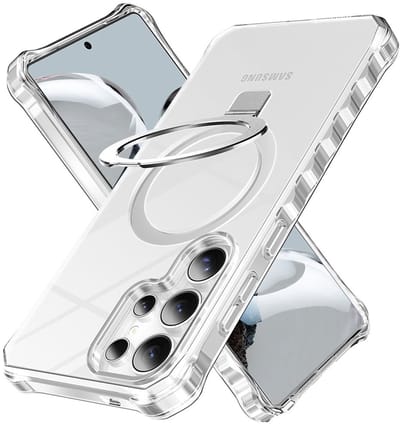 Coverup Hoesje - Geschikt voor Samsung Galaxy S25 Ultra Hoesje - Coverup ShockProof TPU Back Cover met MagSafe Compatible Ring Kickstand - Transparant