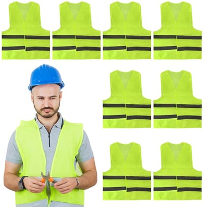 Dailygoods- Veiligheidsvesten Set van 8 - Reflecterend Vest - 360° Zichtbaarheid - Ademend Materiaal - V-hals - Hoogwaardige Stof