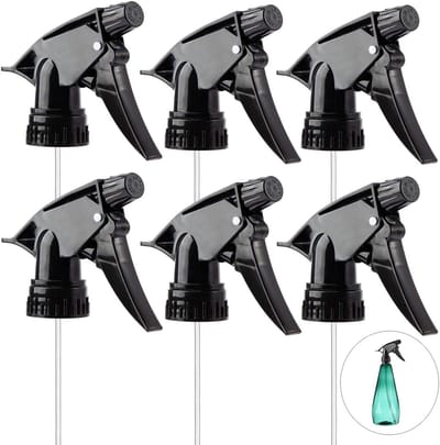 6 Stuks Vervangende Spuitdop - Herbruikbare Zware Nevel & Straal Sproeidop - Geschikt voor Standaard 28/400 Hals - 8oz 16oz 32oz Flessen - Zwart