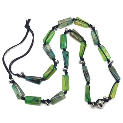 Behave ketting - lange kralen ketting - zwart groen blauw - 90 cm