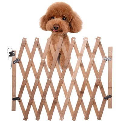 Huisdierhek Intrekbaar Verstelbaar Hond Schuifdeur Hout Binnen Hondhek Deuropening Trap Huisdier Puppy beige