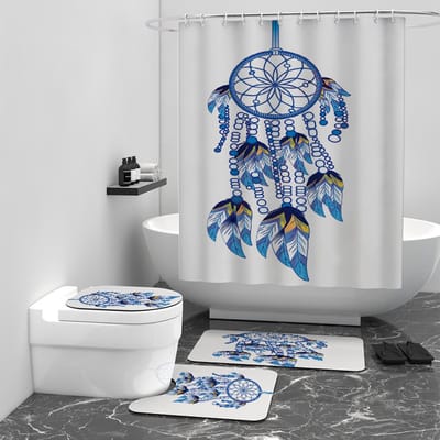 Floraweg Douchegordijn,Shower Curtain,badgordijn,badkamergordijn,Bohemen veerdecoratie,-topkwaliteit - digitale printen -Anti Schimmel - Inclusief 12 ringen -met 12 stuks douchegordijnhaken – Waterdicht -Wasbaar- Polyester - 180x200 cm