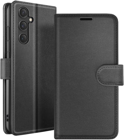 Zanae, Hoesje geschikt voor Galaxy S23 FE - Wallet Case met Stand & Magneetsluiting, Zwart