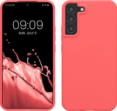 kwmobile telefoonhoesje geschikt voor Samsung Galaxy S22 Plus - Hoesje met siliconen coating - Smartphone case in neon koraal
