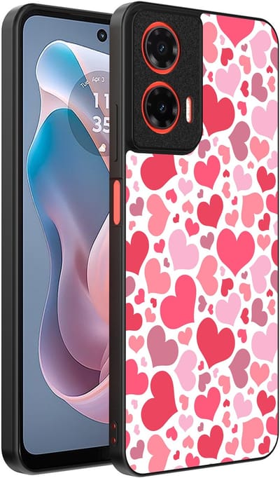 Smartphonica Telefoonhoesje Geschikt voor Motorola Moto G Play 2024 met Hartjes Print - Hearts Design TPU Backcover Case - Kinder Hoesje met Hartjes Design geschikt voor Motorola Moto G Play 2024
