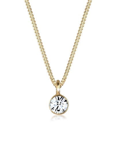 Elli Halsketting Solitaire Swarovski® Kristal 925 Zilver verguld