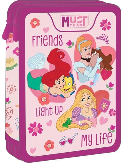 Disney Princess Friends dubbele etui “Light Up My Life” – 15 × 21 × 5 cm – volledig gevuld