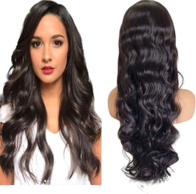 Frazimashop - Braziliaanse Remy virgin golf pruik -24 inch natuurlijk kleur golf pruiken - 100% human hair 13x1 T- lace front wig