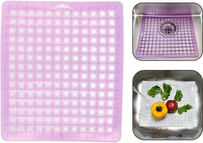PD® - Gootsteenmat Rechthoekig / Vierkant - Spoelbakmat - Transparant - Roze - 25x29cm