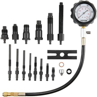 Testeur de Compression Moteur Diesel, Kit d'Outils de Test de Pression de Cylindre 18 pièces, avec Manomètre 0-1000 psi et Adaptateurs, Testeur d'Injecteur Diesel Vérification des Cylindres