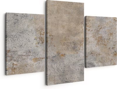 Artaza Canvas Schilderij Drieluik Abstracte Kunst - Grijze Cement - 150x120 - Groot - Foto Op Canvas - Canvas Print