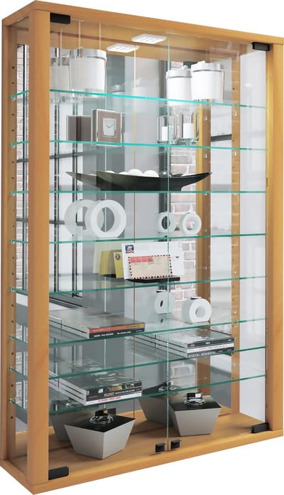Wandvitrinekast Hangende vitrinekast Vitrosa minispiegel van glas