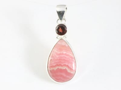 Zilveren hanger met rhodochrosiet en granaat