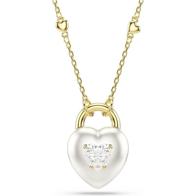 Swarovski Idyllia Hartpatroon Ontwerp Cubic Zirconia Ketting Unisex ketting Goud Wit 5744127 Box (Random Color) beige
