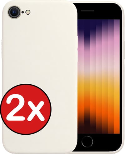 Hoesje - 2 Stuks - Geschikt voor Apple iPhone SE (2022) - Sterk & Shockproof - Telefoonhoes - Back Cover - Case Siliconen - Telefoon Hoes - Wit
