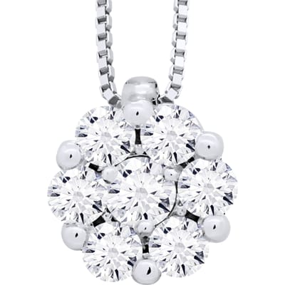 Diamonds kraag Solitaire 0,35 Cts Serti illusie 1,25 Cts White Gold