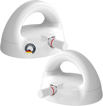 PromoHome Draagbare Douchegreep voor Senioren - 2 Stuks Handgreep met Zuignapbevestiging - Badkamer Hulp voor Ouderen en Minder Validén - Antislip Grip - Rode Zuigkracht Waarschuwing