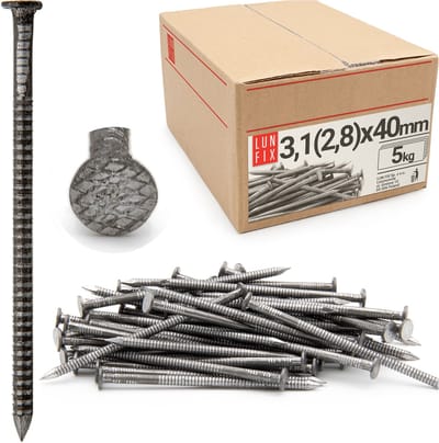 LUN FIX - Rillennagel 3 x 40 mm - 5kg (ca. 1850 stk.) - ongegalvaniseerde bouwspijker - houten spijkers voor bouwprojecten