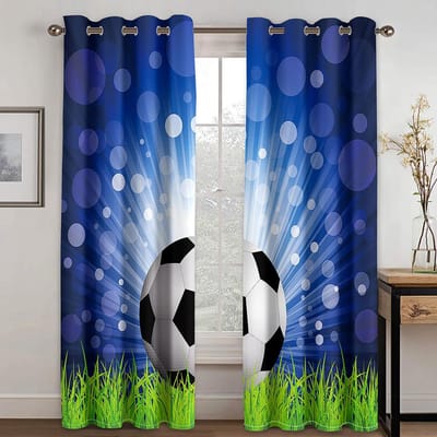 Voetbal Voetbalveld Sport Jongen Gratis Levering Gordijnen Ideaal voor Woonkamer Kinderkamer Badkamer Keuken Deur Huisdecoratie Q1857QQ-W65X60H(cm)X2Pcs&Grommet Top