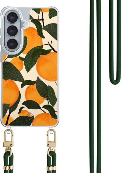 Casimoda® hoesje met groen koord - Geschikt voor Samsung S26 - Orange Garden - Afneembaar koord - TPU/polycarbonaat - Groen