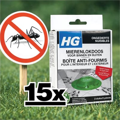 15 x HG Mierenlokdoos 2 stuks per verpakking - Mierenbestrijding - Mierenlokdoos - Mierenbestrijding Binnen En Buiten - Mierenbestrijding Tot In Het Nest - Mierenbestrijding Tuin