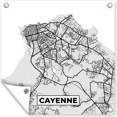 Tuin poster Plattegrond - Cayenne - Stadskaart - Kaart - Frankrijk - 200x200 cm - Tuindoek